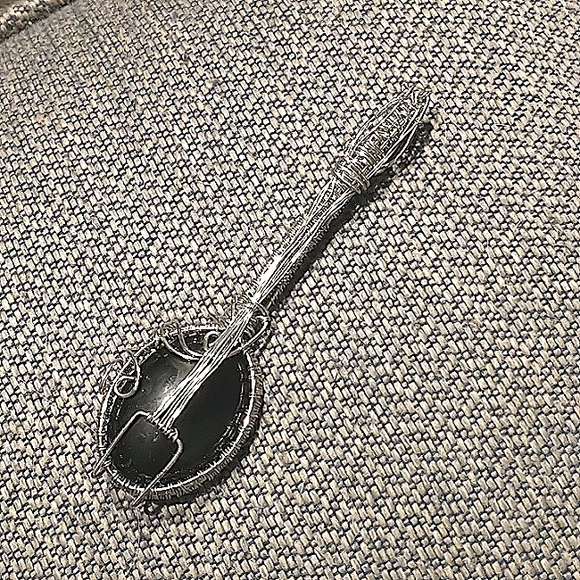 Black Obsidian Stone Wire Weaved Guitar Pendant NWT - Picture 2 of 4